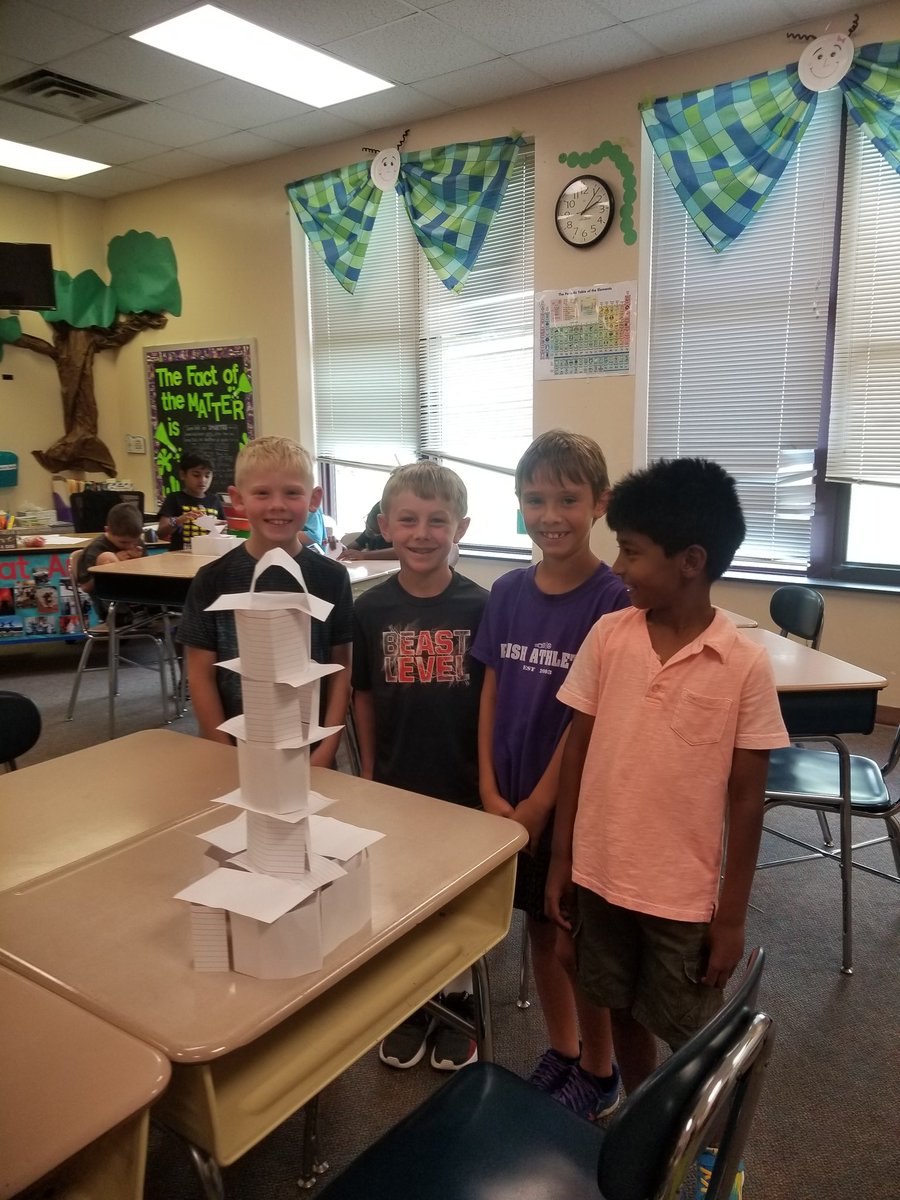Index Card Teamwork Challenge. Build the tallest tower out of only 25 index cards in 5 minutes. No tape, scissors, or glue. #kidscreativity @OliveChapelElem