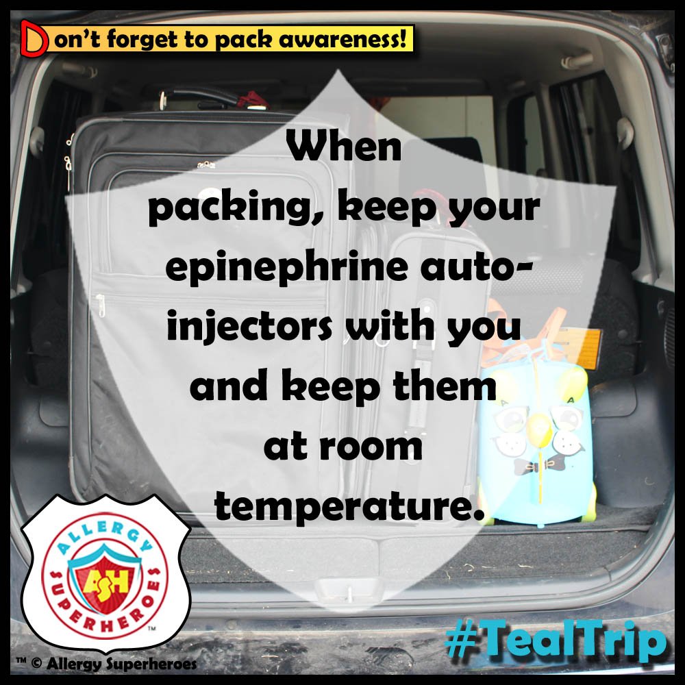 Don't pack your #Epinephrine in your checked baggage--keep it with you at all times! You always want to stay safe on your #TealTrip! #FoodAllergy #FoodAllergies #TravelingWithFoodAllergies