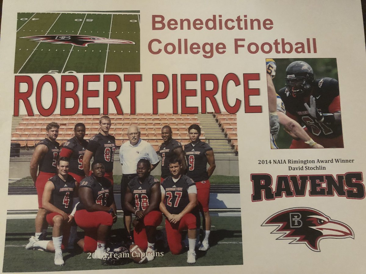 robertvpierce's tweet photo. Very thankful and excited to have received my first offer from Benedictine College! #GoRavens!  @RavenFootballBC @stasaints_FB @TopSpeedLLC https://t.co/LIQ271Lher