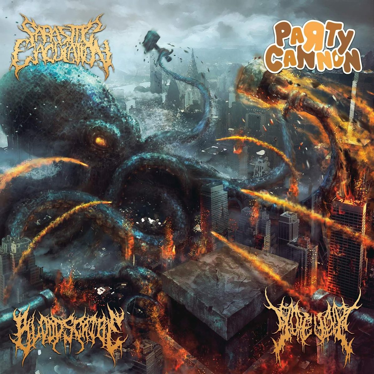 JesseScribe's tweet photo. We have a 4 way split with our dudes in #parasiticejaculation #partycannon #gorevent #bloodscribe #deathmetal #goregouseproductions https://t.co/oFUUUy8ELH