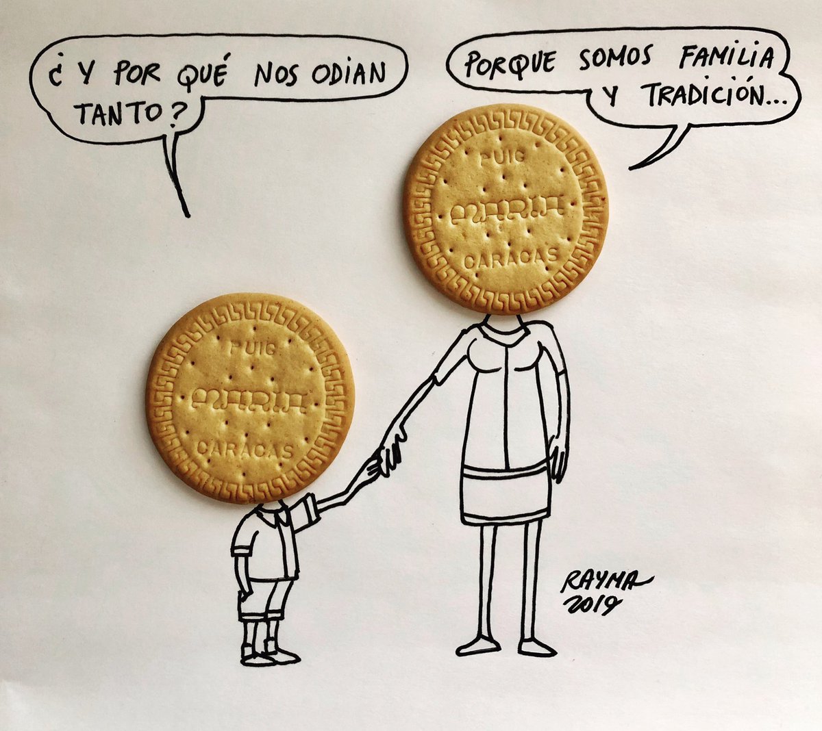 raymacaricatura's tweet photo. Rayma TODAY
Este es mi pequeño homenaje a la familia venezolana, 100 años de sabores y tradiciones, la galleta Maria PUIG es mas que una galleta, es la tradicion de un pais.
Este acto de destruccion es una herida para todos. Esto tiene que acabar, antes de que acabe con nosotros. https://t.co/6iLQV18xRp