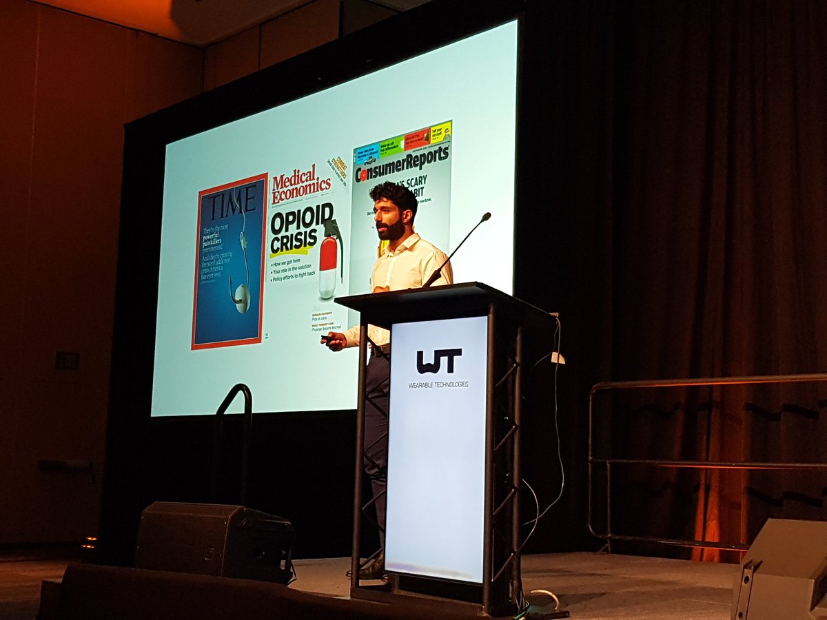WearableTech's tweet photo. Curious about a drug-free pain therapy proven in clinical trials to be more effective than Vicodin? Learn more from CEO & Founder of Enso Relief @Shaun_Rahimi #WTUS19 https://t.co/gOLiFY6mKz