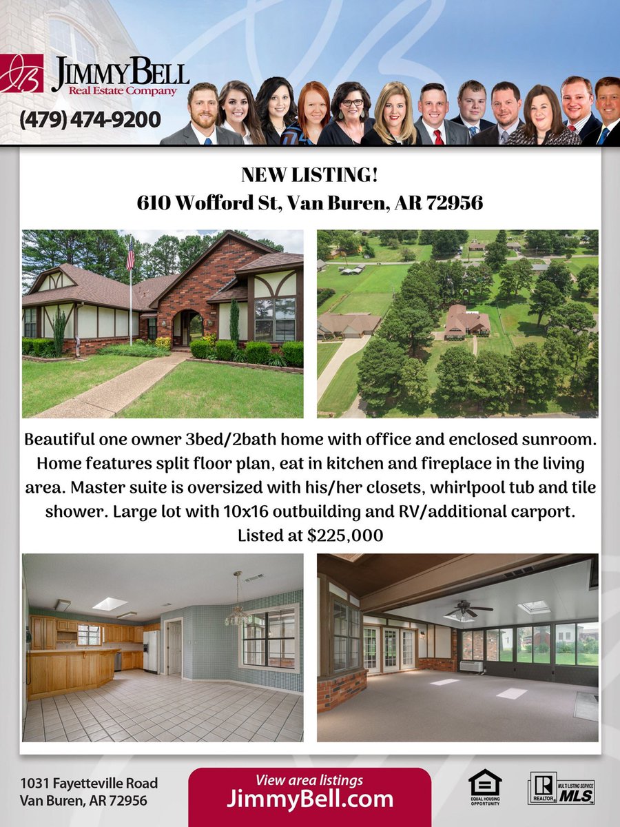 JimmyBellVB's tweet photo. New Listing! Contact Edie Bell, Executive Broker with Jimmy Bell Real Estate Company at 479-651-5319 or Kelci Fulmer - Jimmy Bell Real Estate Company at 479-276-7289 to schedule a showing. https://t.co/QyUFZ6ubJy