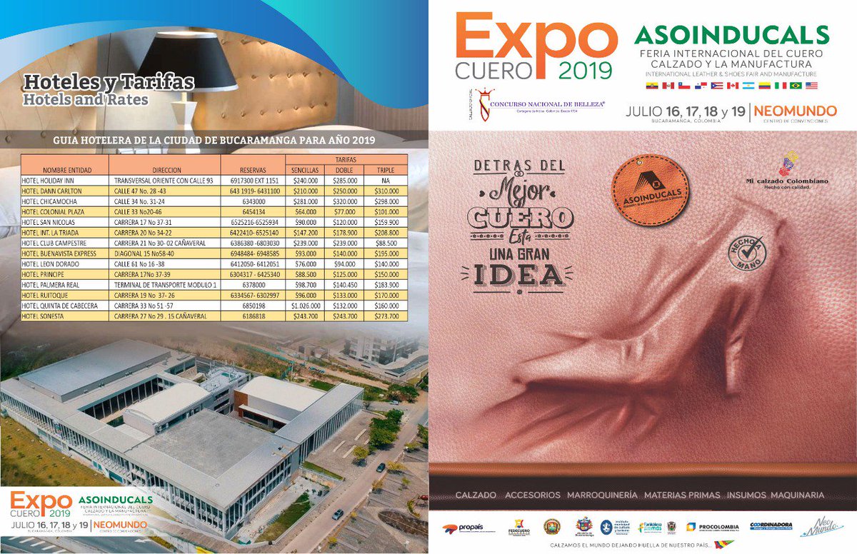 Se acerca la GRAN FERIA INTERNACIONAL DEL CUERO CALZADO Y MANUFACTURA. JULIO 16,17,18,Y 19 EN NEOMUNDO CENTRO DE CONVENCIONES.
Mi calzado colombia 🇨🇴 Hecho con calidad. Los esperamos📣📣