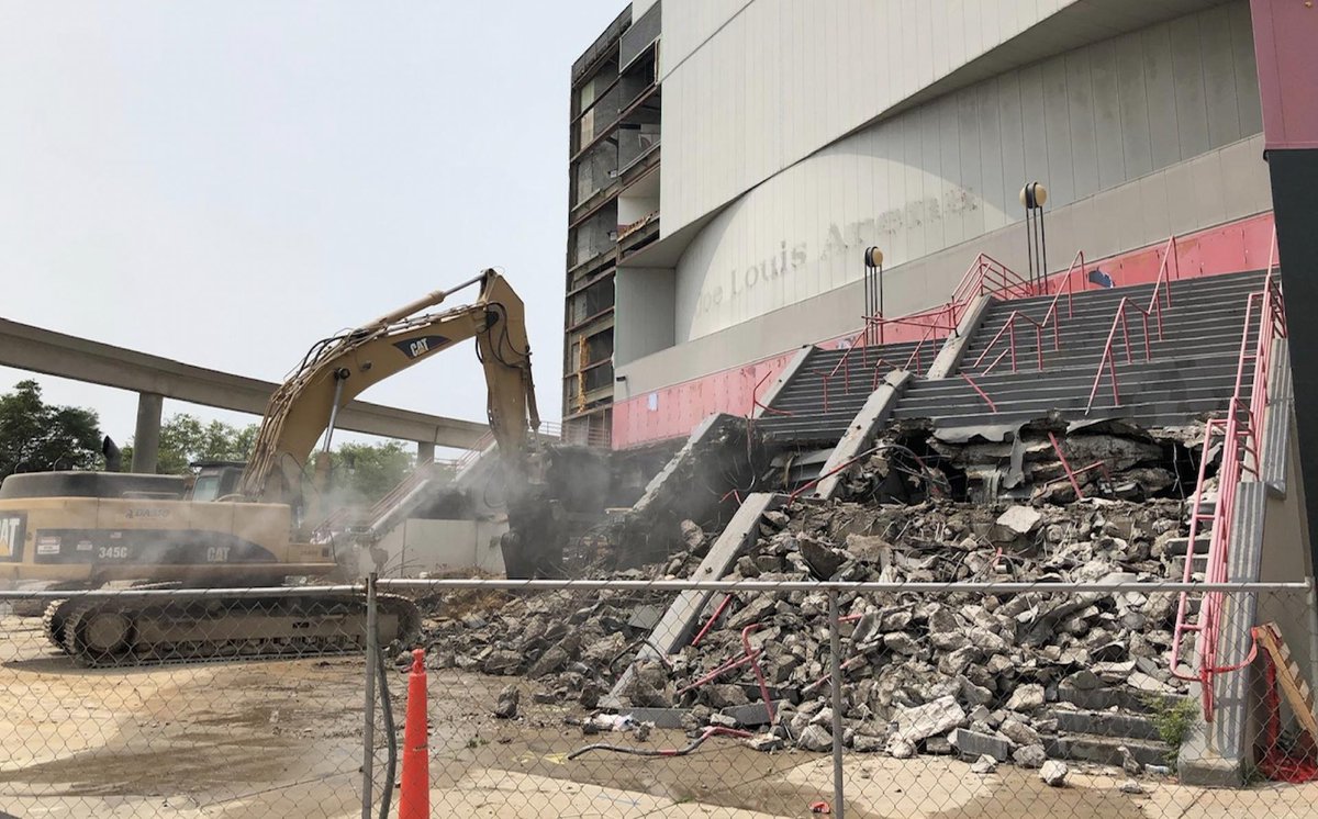 The Detroit News on X: The demolition of Joe Louis Arena