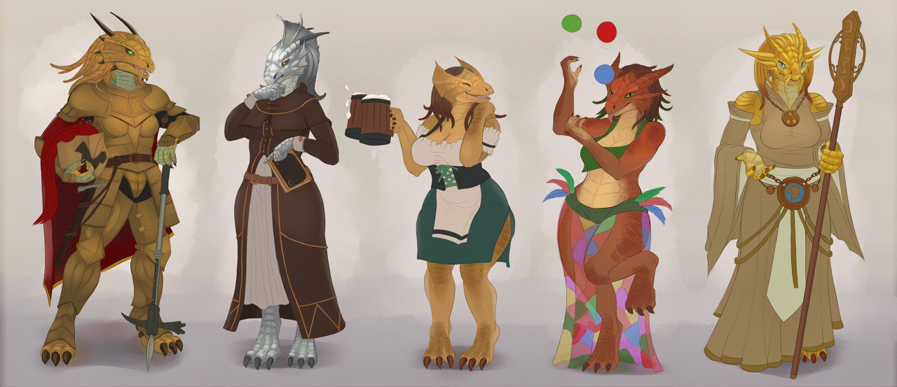 Katherine on Twitter: "Females of all 10 #dragonborn bloodlines by Mer...