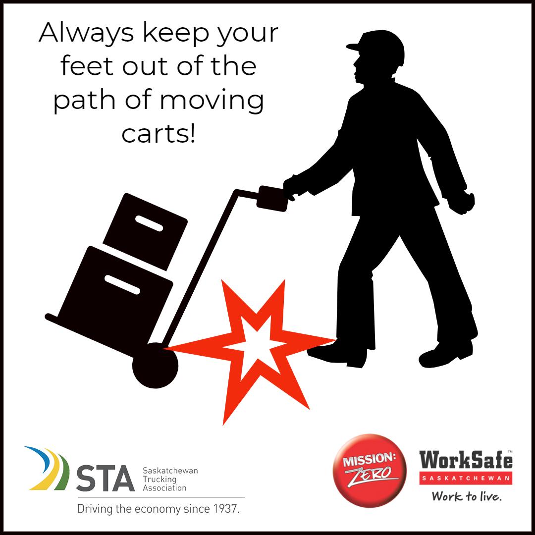 sasktrucking's tweet photo. Use caution when moving products on a hand truck or cart.
Always keep your feet out of the path of moving carts and be vigilant of other foot traffic in the areas you are using the cart or hand truck in.
#worksafewednesday https://t.co/YG6cu5tzbG