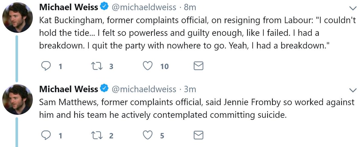 Unreal reporting from the BBC just now: The British Labour party officials in charge of handling racism complaints were so impeded by party leadership cronies from fighting anti-Semitism that they quit, had mental breakdowns, and contemplated suicide.