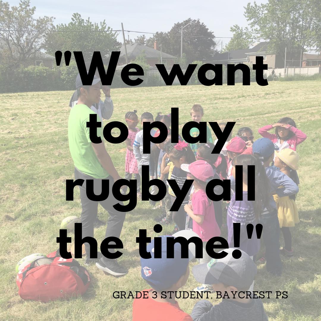 TIRFrugby's tweet photo. We 100% agree with this Baycrest PS student! Don't forget to come to House League tonight for your daily rugby! #thisisTIRF #rugbyplayshere ππ¬ https://t.co/jaj7rnhTcz