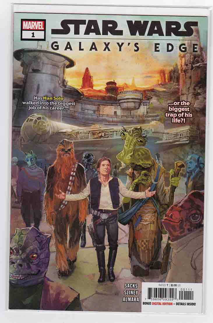 #StarWarsGalaxysEdge #1 (2019) #RodReis Cover & #WillSliney Pencils, #EthanSacks Story A CALL TO ADVENTURE ON THE VERY EDGE OF THE GALAXY! THE COMIC TIE-IN TO THE THEME PARK!  #StarWars  amazon.com/gp/product/B07…