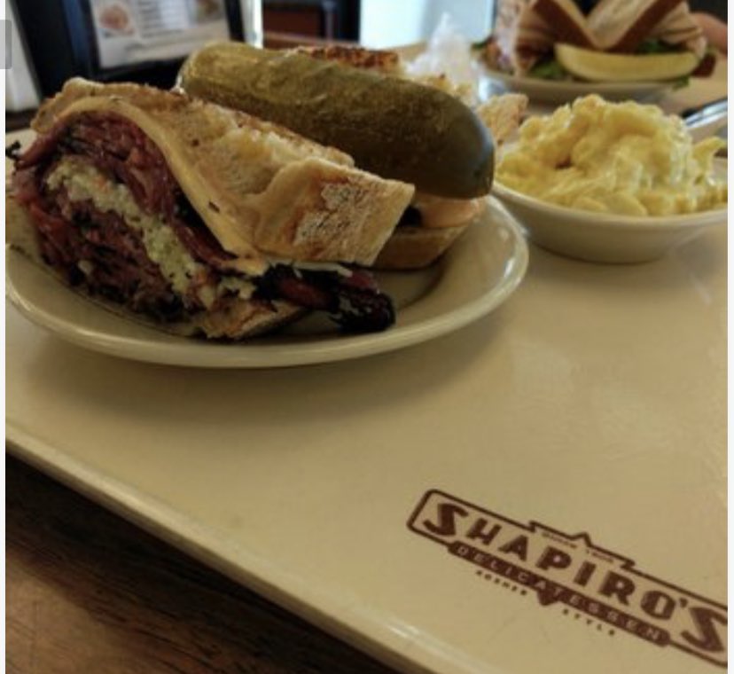 JenStanley1002's tweet photo. A cancelled afternoon meeting meant time for a longer lunch with my mama...introduced her to the Reuben at Shapiro’s!!! #shapirosdeli https://t.co/TObiQakB77