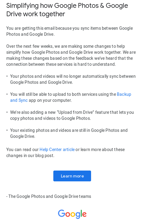 pvmorch's tweet photo. "Simplifying how Google Photos &amp; Google Drive work together" ? The clarification is about as clear as mud https://t.co/DiUHAx2MVM