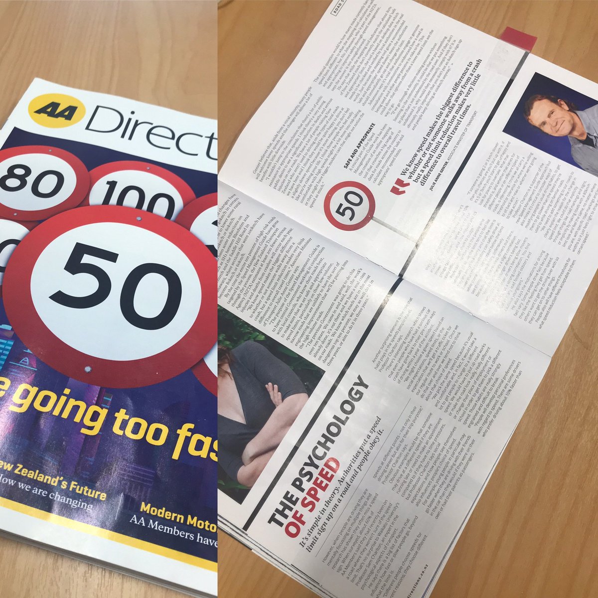 Flicking through the latest <a href="/NZAA/">NZ Automobile Assoc.</a> Directions and who do we see but out very own Prof. Sam Charlton discussing the psychology of speed.