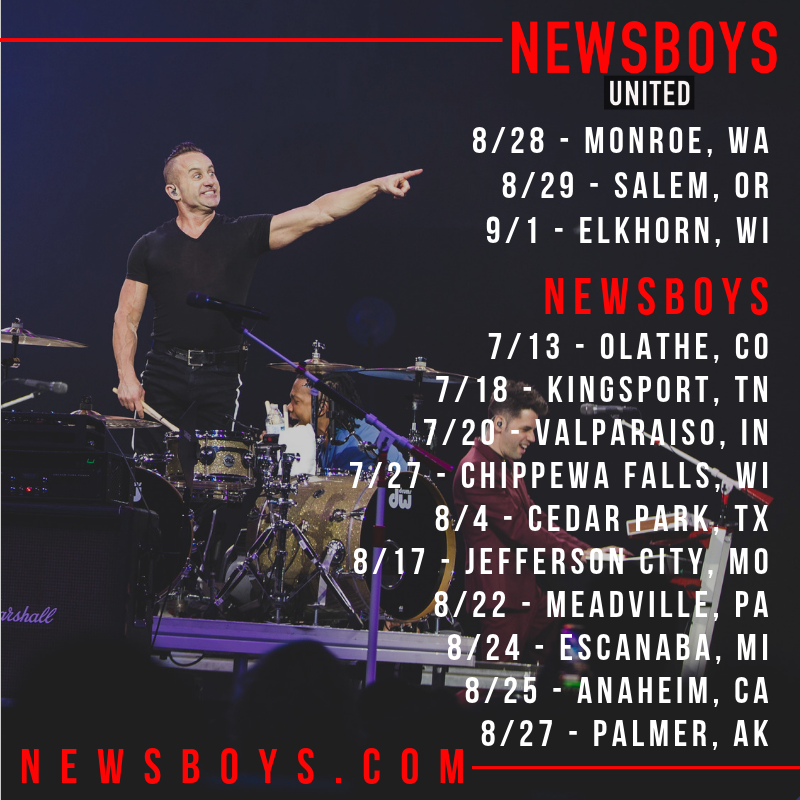 newsboys's tweet photo. Have you checked out our summer dates?  Check them out and if you can't find your city, go to https://t.co/inHlLxKMbW for all of our Fall dates too!  More fall dates are being added daily.
#Newsboys #Summerdates https://t.co/HjwYOgcRCQ