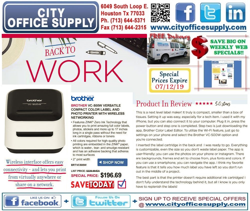 cityos's tweet photo. #WorkplaceWednesday's #Winning with #5StarReviewed @BrotherOffice VC-500W #Versatile #Compact #ColorLabel &amp; #PhotoPrinter with #WirelessNetworking on #WeeklyWEBSpecial @ https://t.co/zb4z5RaOwd https://t.co/RZxMo8bicU https://t.co/amoFuzTNMn