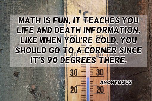 GlocalSources's tweet photo. Math is fun, it teaches you life and death information, like when you're cold, you should go to a corner since it's... Anonymous  #quote https://t.co/iPNVJ1vN2r