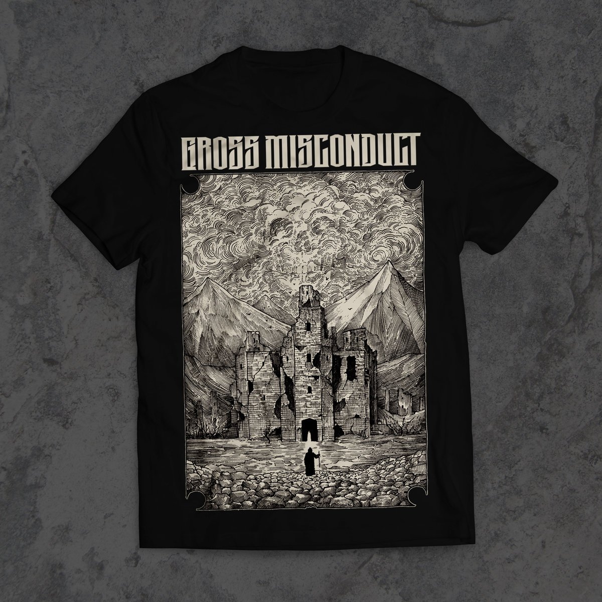 GMMetal666's tweet photo. Our first time at Armstrong Metal Fest rapidly approaches and we are stoked. We got these shirts printed to mark the occasion - castles and skulls and shit! We're up at 5 pm on Saturday night. Come say high! @amfcanada https://t.co/2sBH8qZ0JO