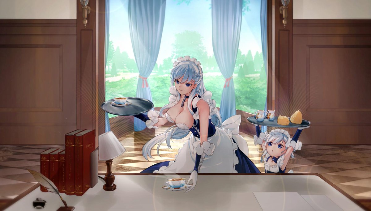 ベルファスト(アズールレーン) ,饅頭(アズールレーン) 「おはようございます
#アズレン  #ベルファスト  #ベルちゃん 」|maそ緒のイラスト