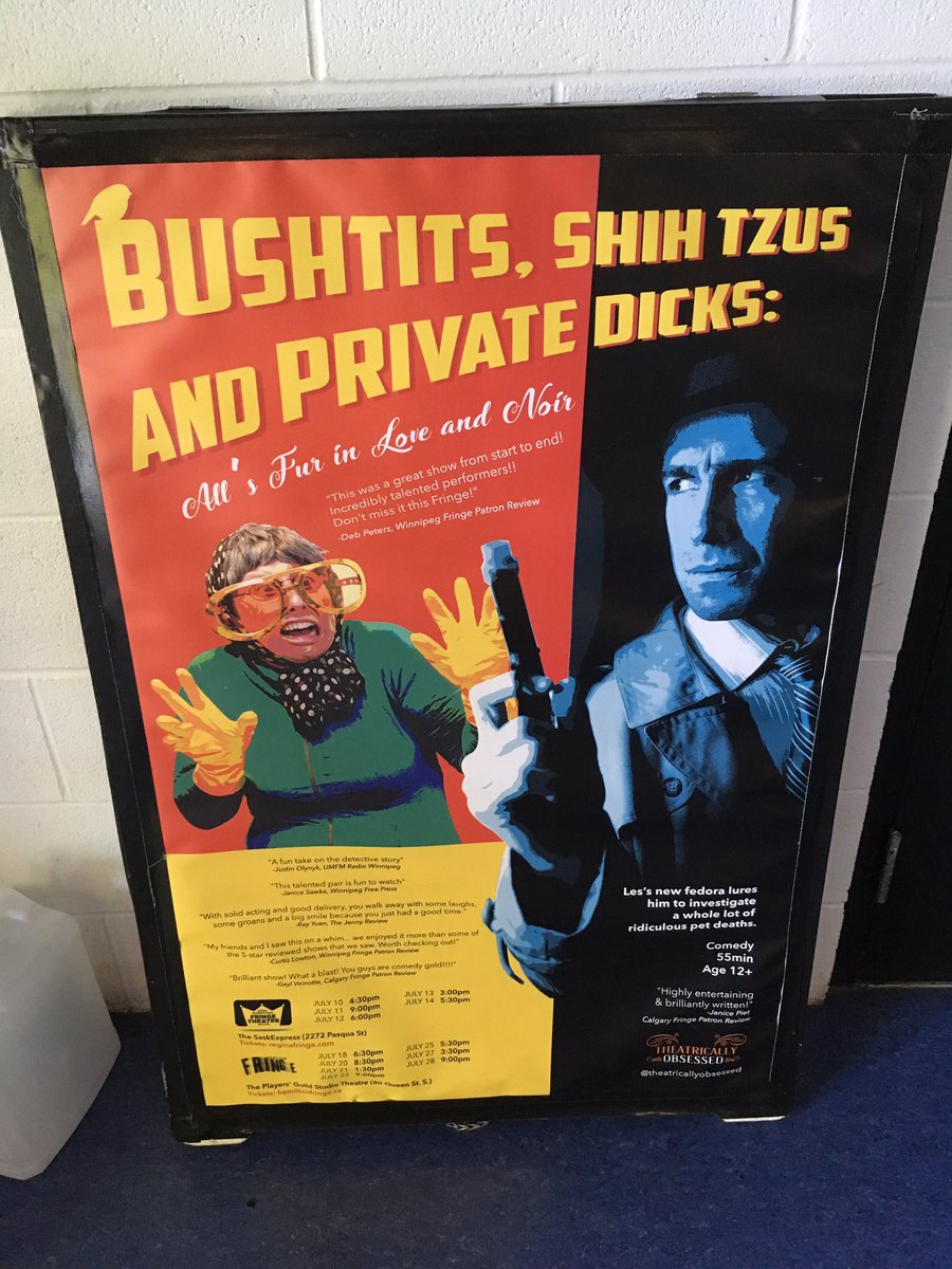 votelau's tweet image. @TheatricallyObs is in town #yqr Their play “Bushtits, Shih Tzus and Private Dicks”
is a GOTTA SEE IT fringe play!
My wife @Heatherandspot Loved It! I did Too!
Thanks @reginafringe 
@saskretweeter @saskboy @MayorFougere @leaderpost @MMandryk @ReginaSymphony @CityofRegina #skpoli