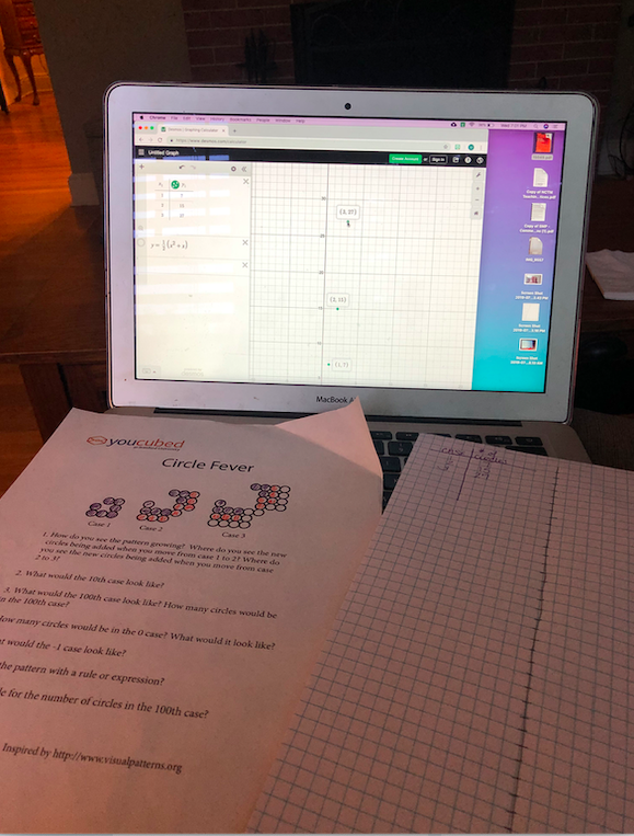 megdoesmath's tweet photo. When #MtHolyokeMath gives you a challenge problem...you spend most of your night solving it. @youcubed 's #circlefever https://t.co/YDlft8Ry3A