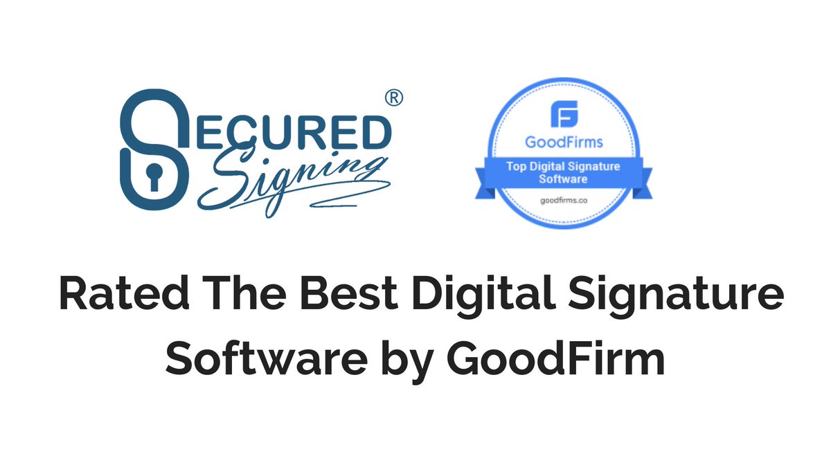 SecuredSigning's tweet image. We have been rated The Best Digital Signature Software in the World by GoodFirms :) 
#documentsecurity #digitalsignature #securedsigning
lnkd.in/gq7bw2Z
