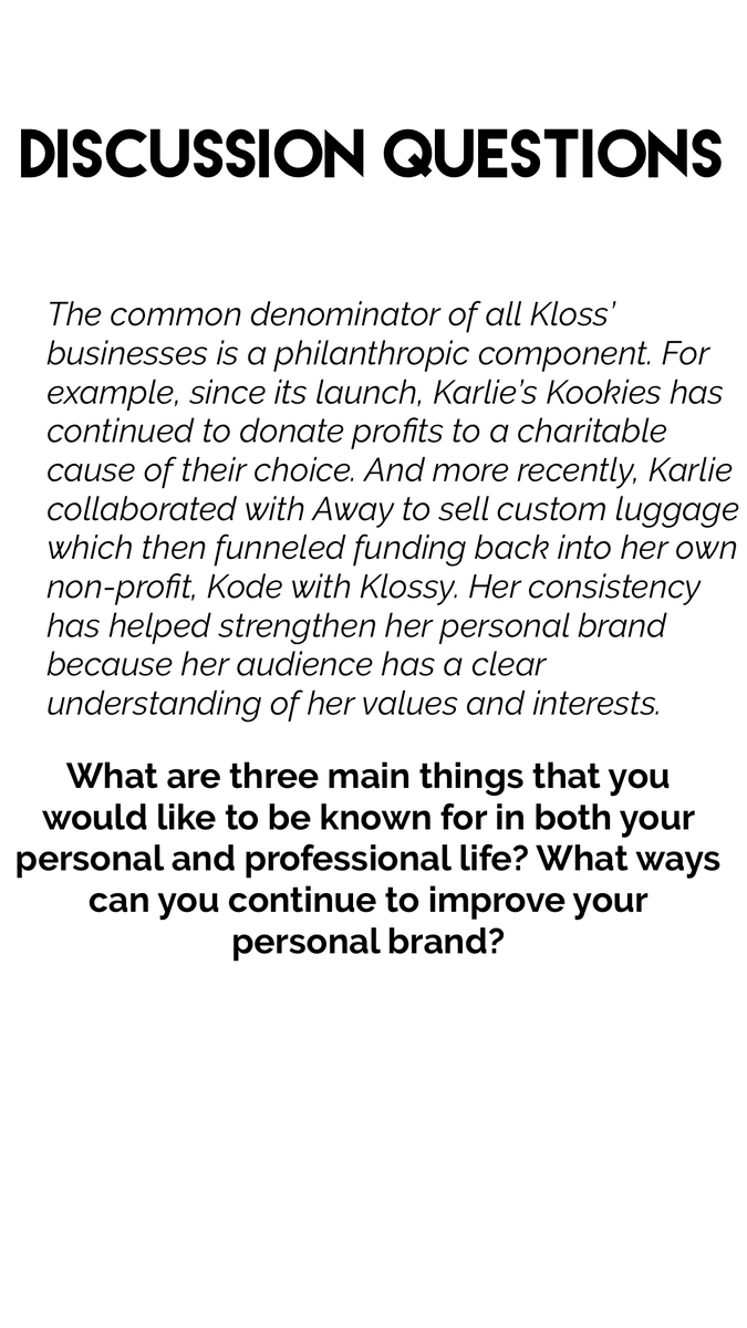 We finished up <a href="/karliekloss/">Karlie Kloss</a> #FromModelToMogul feature with three important questions. When reflecting and planning your future career pivot, these are important to keep in mind ⤵️  #Reflect #Discussion #KarlieKloss #CareerSuccessStories #Mogul #NYC
