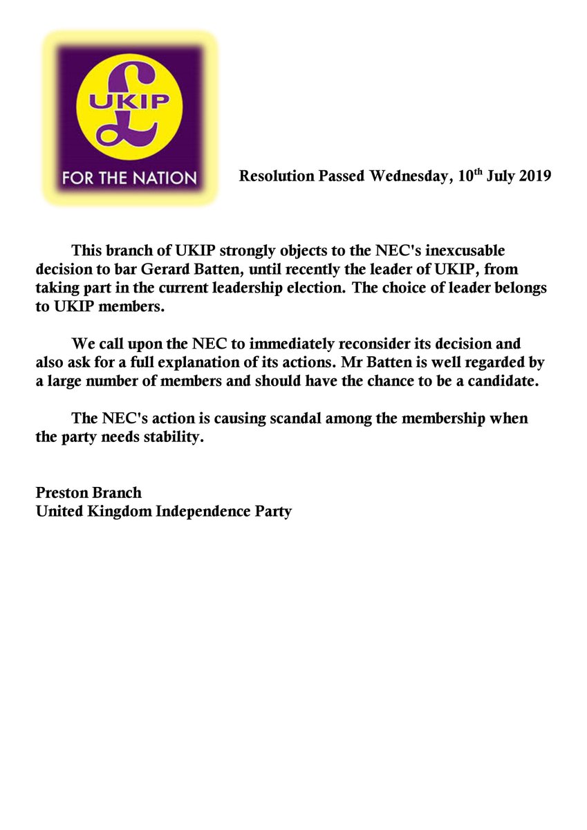 UKIPPreston's tweet photo. #UKIP in #Preston passed the following resolution. @GerardBattenMEP @Fiona__Mills https://t.co/48thGOheVX