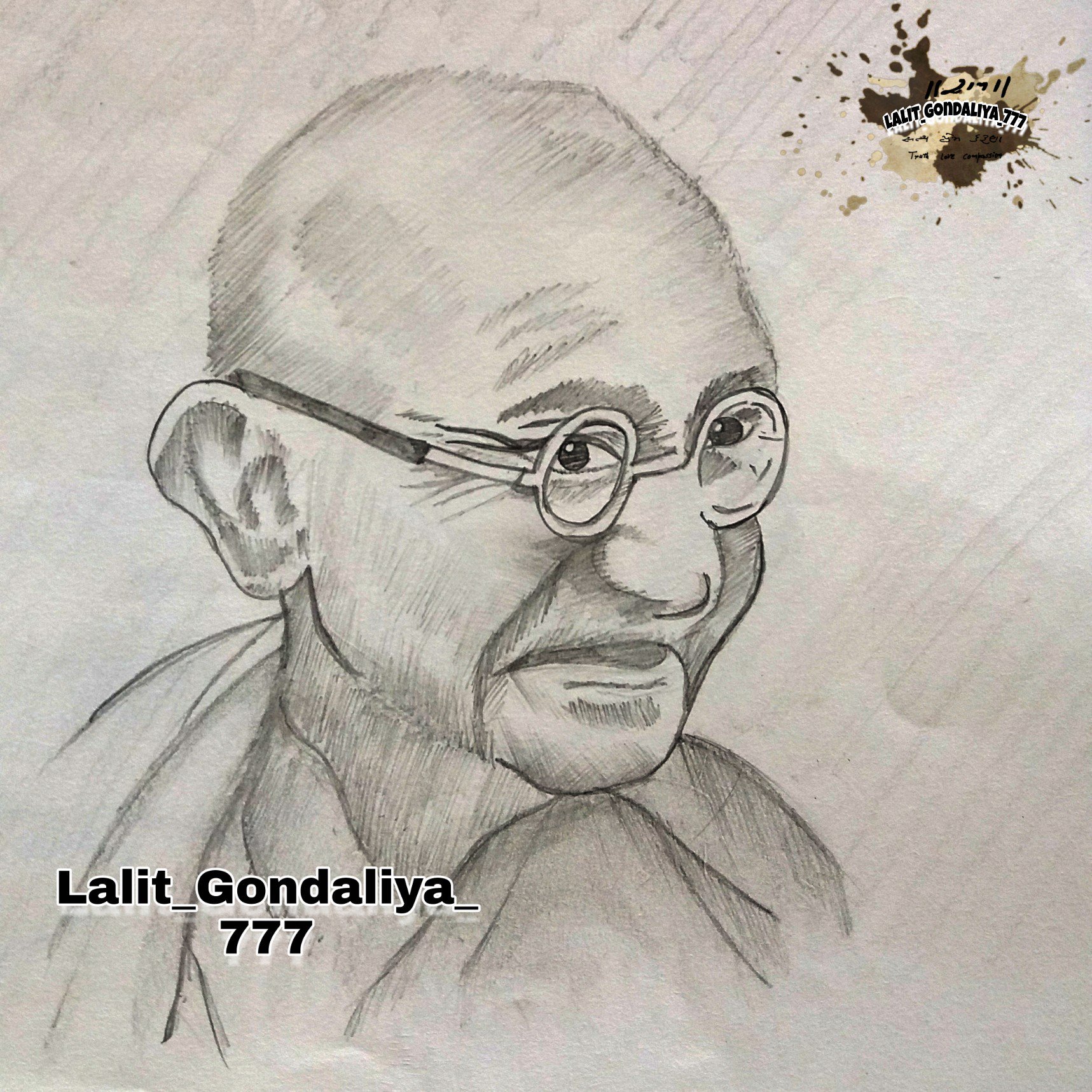 Mahatma gandhi outlet pencil drawing