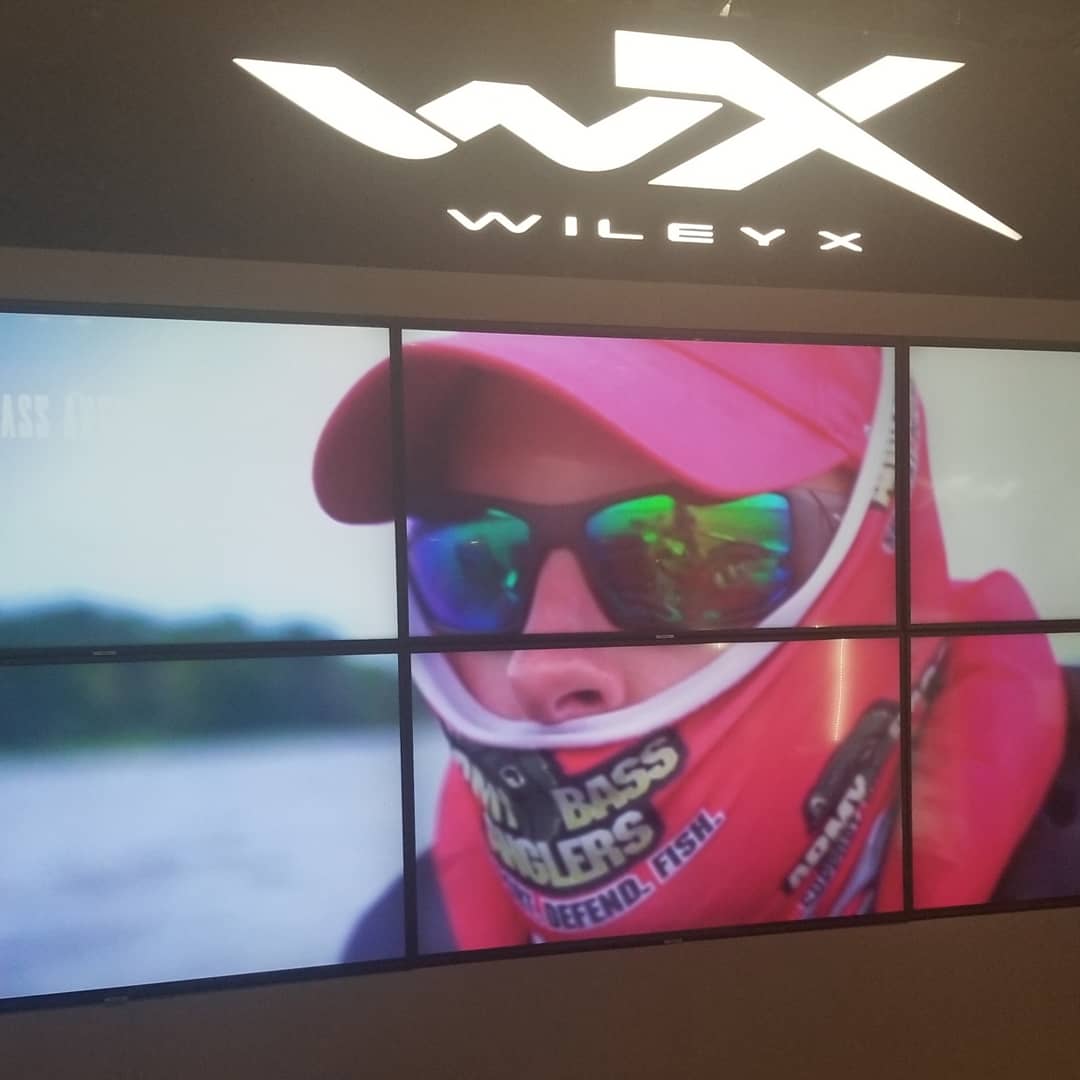 ArmyBassAnglers's tweet photo. #ArmyBassAnglers & the cast from WFN - World Fishing Network hit TV Show #FORCEonFORCE is in the house and on the big screen @ the 2019 #Icast Wiley X Booth helping raise $$$ for Trinity Oaks 501(c)3 Nonprofit Organization--HOOAH! @wileyx @SkeeterTeam #WileyX #TrinityOaks #WFN https://t.co/IevM33228c
