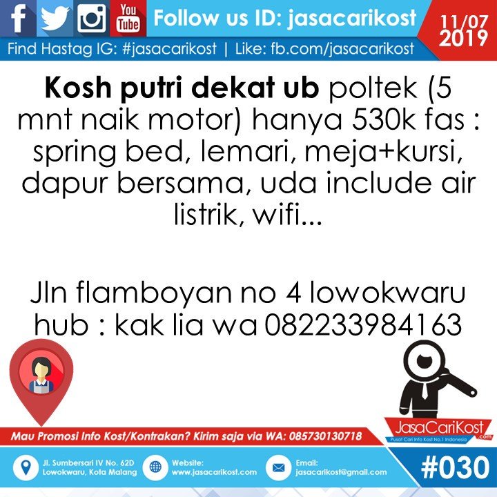 Kost Putri #jasacarikost #infokost #infokostmalang #mahasiswaum #anakkost #kampusmalang #infokontrakan #infokos #infoUB #malang #kostputri