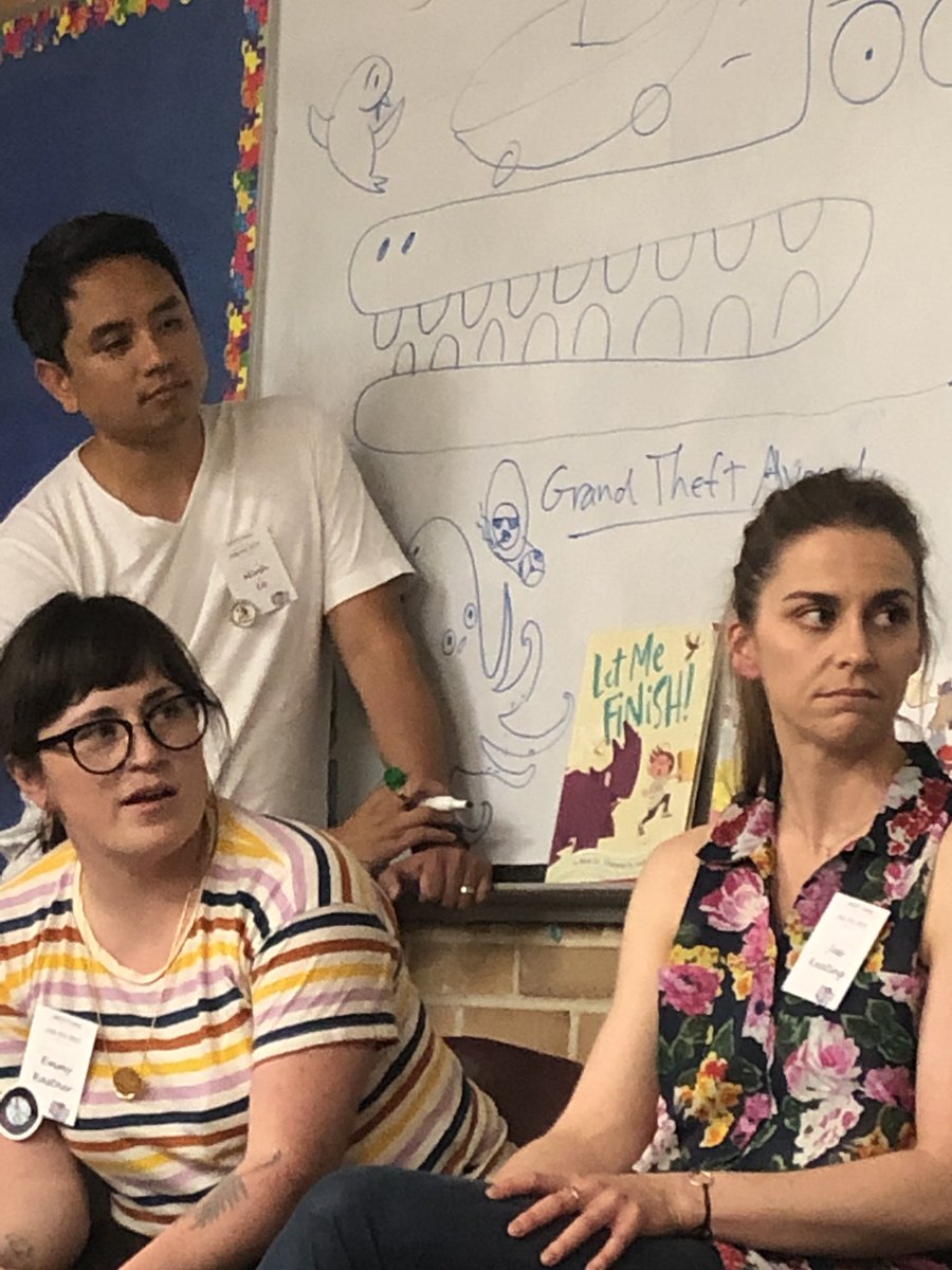 zonderclassnews's tweet image. Loved listening to this amazing group of picture book creators!  Thank you all for sharing so much about your work! I also enjoyed watching @bottomshelfbks start the illustrations for Grand Theft Avacado! 🤣🥑#nerdcampmi2019