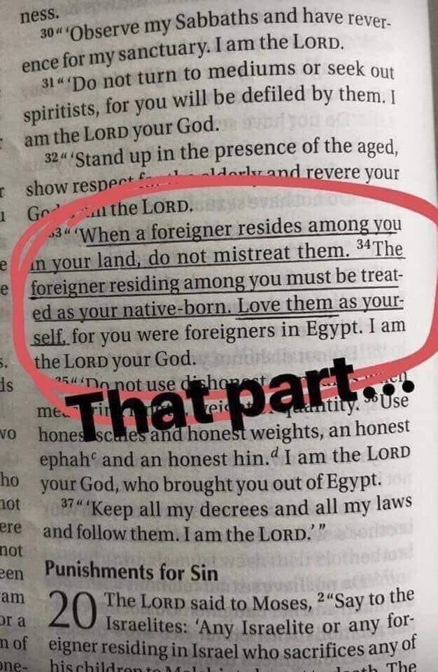 BenjiC17's tweet photo. @realDonaldTrump Leviticus 19:33-34 https://t.co/u0QdYWrwkH