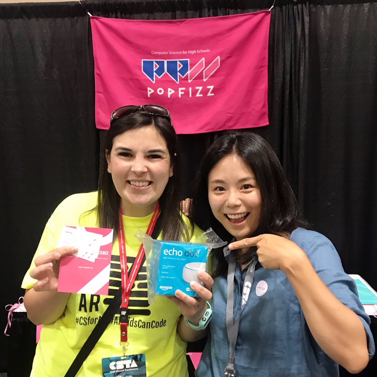 PopfizzCS's tweet photo. Our first CSTA with amazing teachers! 🎉 Congrats to @krozaline Kathryn and Esmeralda from Chicago Public Schools, and Ashley from Lake Hamilton School District for winning the fancy prizes 🏆
Thank you all for coming by!
#CSTA2019 https://t.co/aWlKTR2ga3