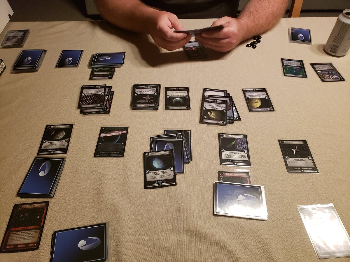 Asmoridin's tweet photo. Playing some good old #StarTrek #CCG 2nd edition. Lose twice to my brother. #boardgames #cardgame #ST2E https://t.co/sDvu0INtz8