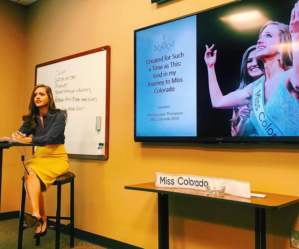 MissAmericaCO's tweet photo. Big thanks to @compassion for allowing me to come speak this morning about my journey to Miss Colorado 💛 https://t.co/Ej9LT5vEUg