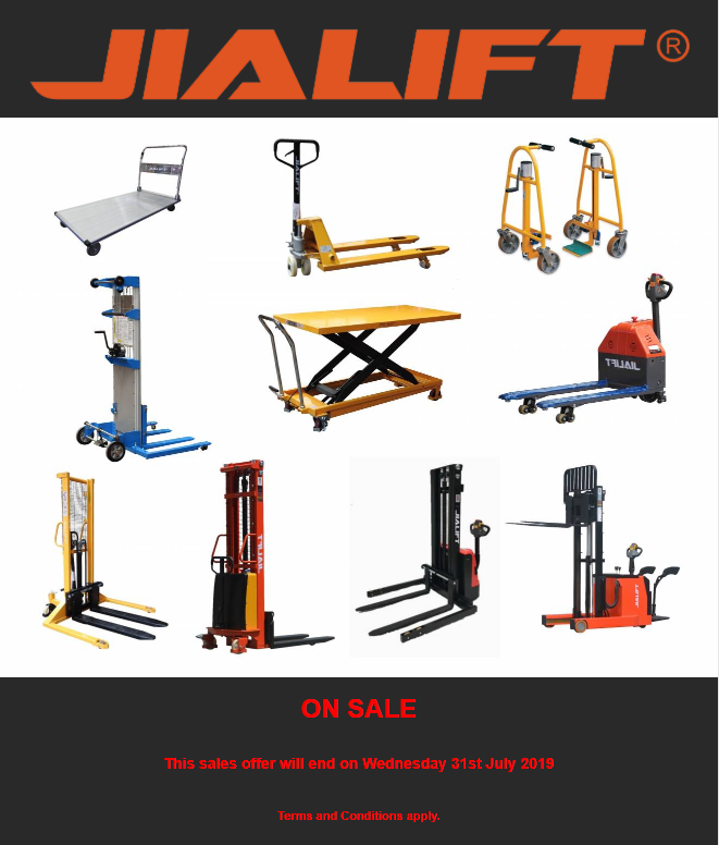 jialift's tweet photo. JIALIFT AUSTRALIA -  We are on sale this month, the sale will end on Wednesday 31th July 2019. 
Click https://t.co/iE1PJNMctj for more about On Sale. 
#onsale #walkieStacker #palletJack #palletTruck #furnitureMover #winchLifter #AlumniumPlatformTrolley https://t.co/qSQP16Sp02