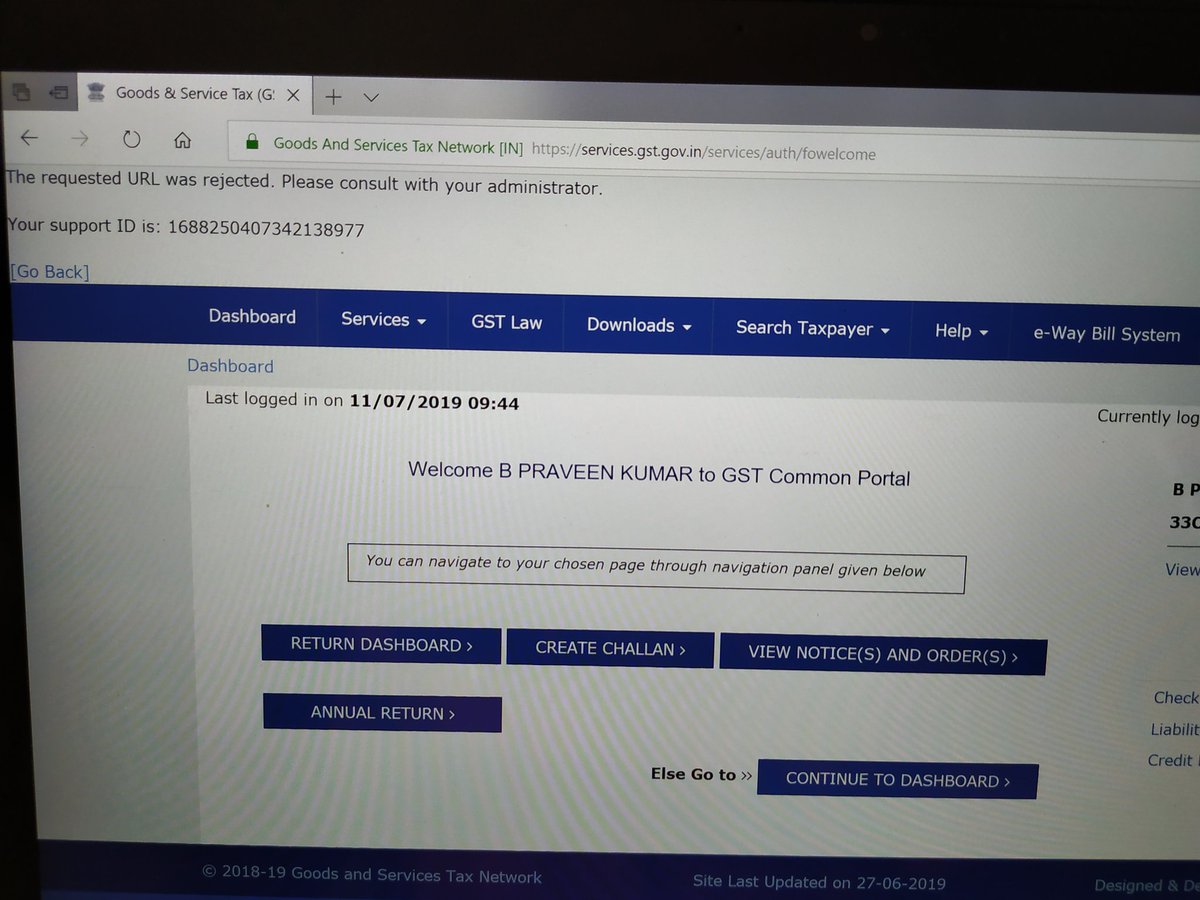 girishessun's tweet photo. @askGSTech @askGST_GoI @gstindia @nsitharaman Error message showing while login to GST portal .. please help in this regard https://t.co/sknHi52Nfa