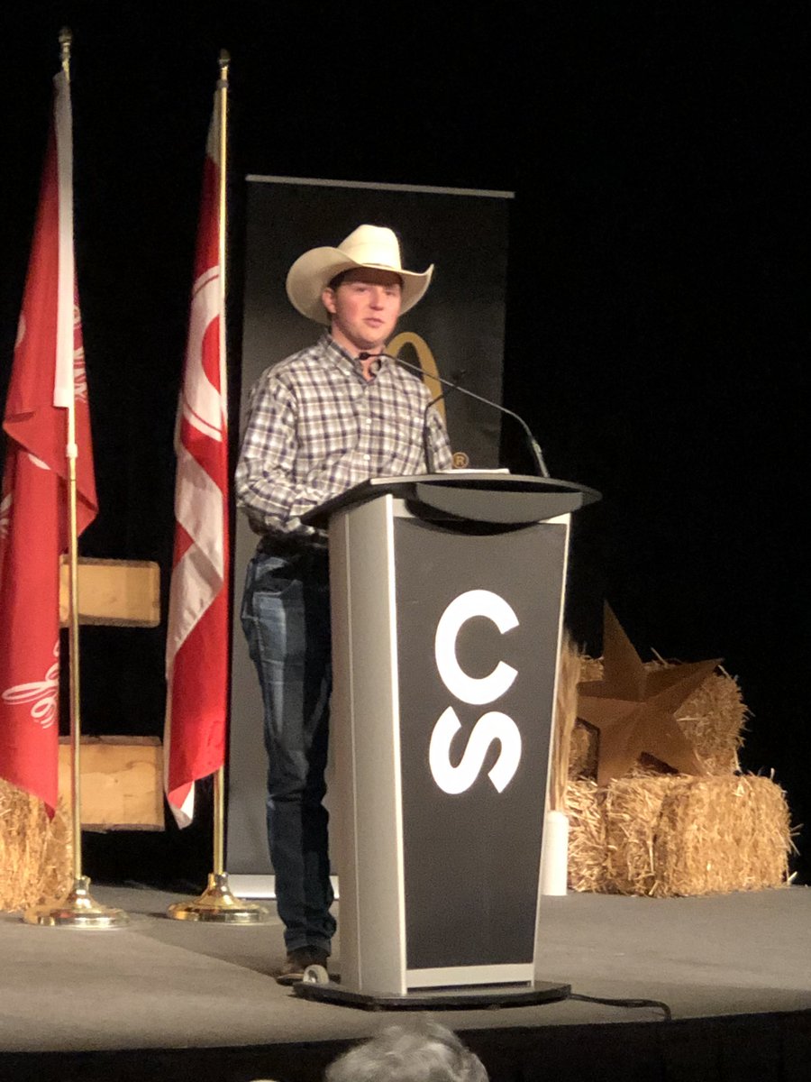nenshi's tweet photo. Great to be at @calgarystampede International Agriculture Reception tonight! Ministers @mclaudebibeau and @DevinDreeshen spoke very well but the star of the night was farmer, 4-H member and @uLethbridge student @EmmettSawyer6. Wow! https://t.co/nuNjUm2Egk