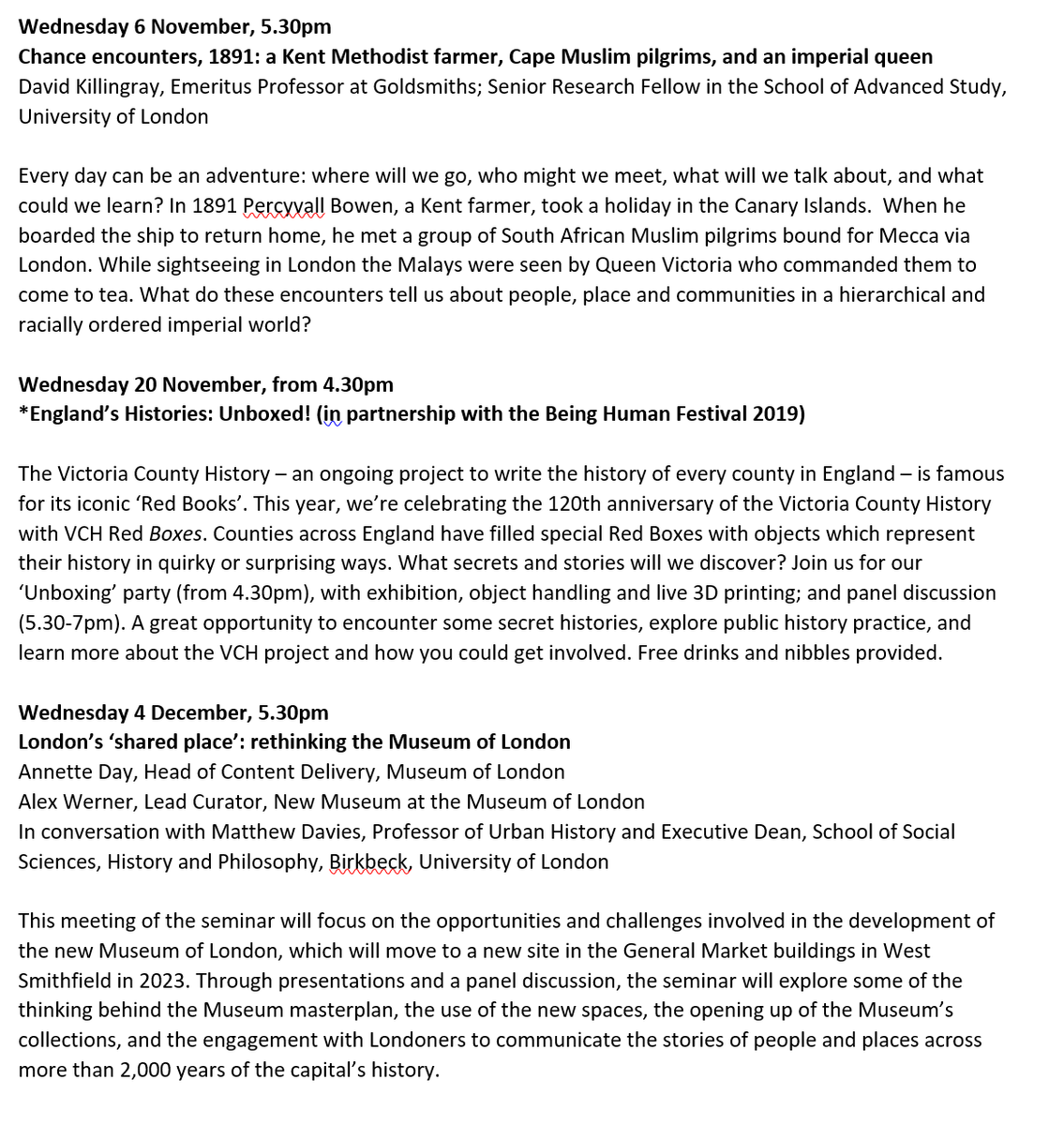 CHPPC_IHR's tweet photo. We've finalised our @CHPPC_IHR programme for Autumn 2019 - and it's super exciting, if we may say so ourselves...!  Please save the dates &amp; share / RT - venues &amp; booking info (where applicable) coming soon at https://t.co/ImrKfwSQwr &amp; here. @SASNews @ihr_history #twitterstorians https://t.co/1n0jrOf7b3