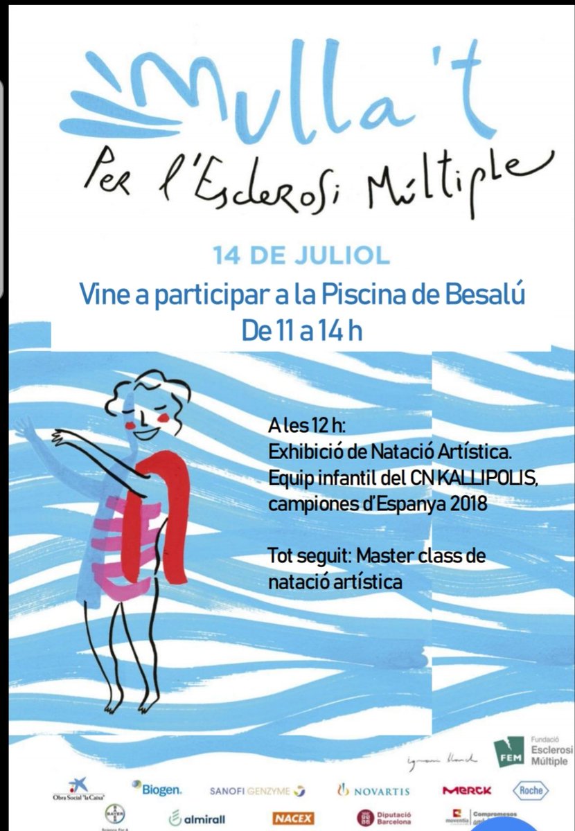 Proper diumenge #mulla't per l'esclerosi múltiple a la piscina municipal #Besalú amb el suport CNBesalú i <a href="/Aj_Besalu/">Ajuntament de Besalú</a> #solidaritat <a href="/Goretti75/">منسقة مساج</a>