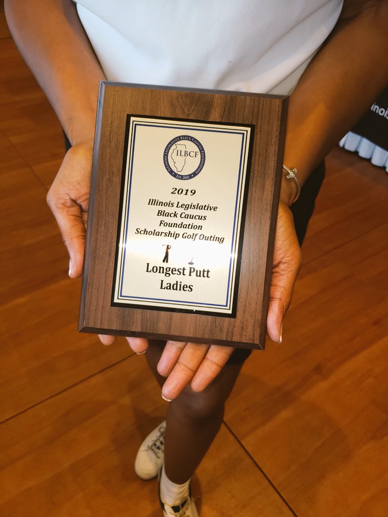 LmarieAsad's tweet photo. Congratulations to IL State Representative Camille Lilly @replilly78, on winning the "Longest Putt for Ladies" at the Illinois Legislative Black Caucus Foundation's Annual Scholarship Golf outing. ⛳🏌🏿♀️
#ShesADelta
#DST1913
#JoyInOurSisterhood
@BlackGirlsGolf
@IllinoisLBC #ILBCF https://t.co/BMPNo3i0bI