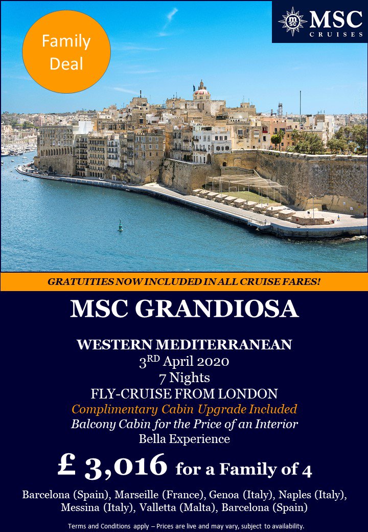 Cruise2Com's tweet photo. 👨‍👩‍👧‍👦Family Holiday that you will love!!

😍 Holidays Starting from Just £1496 for a Family of 4 !!

🛳👠🧳🕶With this Family deal you will only come back richer in memories and experience!!

☎️Call Us now on 0203884255 !! https://t.co/2omhzQM02v