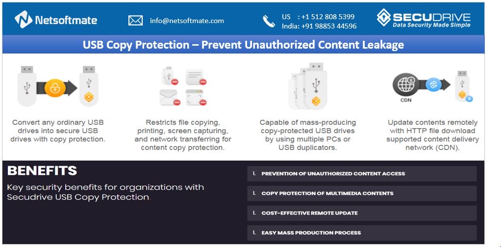 Netsoftmate's tweet photo. @Secudrive USB drives provide reliable data security on-the-go, with hardware-based AES 256-bit data encryption, remote management, and Trend Micro USB Security™.
@Netsoftmate offers #Secudrive USB that helps organizations protect their #valuable & #sensitive data on the go! https://t.co/sxaXEKt9mg
