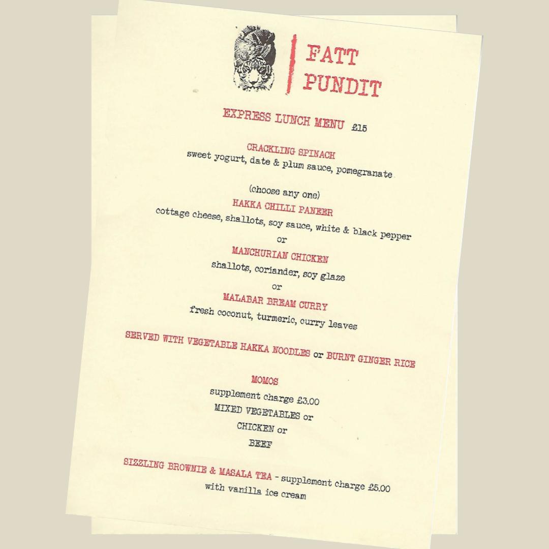 Our express menu is only £15 and full of the most mouthwatering options to satisfy your tastebuds this lunchtime! 🍴 #FattPundit #expresslunchmenu