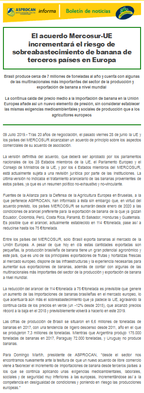 FruitvegEUROPE's tweet photo. 📢El Acuerdo #Mercosur-UE incrementará el riesgo de sobreabastecimiento de #banana de terceros países en Europa.

Via @ASPROCAN: https://t.co/jspz45aLky …  

#EUBanana 🇪🇺🇪🇸🇫🇷🇵🇹🍌🍌🍌@platanosiempre @LaBananeDurable #GESBA  #APEB  @ADEA_EU 

We ❤️🧡💛💚🇪🇺🍌🍌🍌 https://t.co/qo4LC68mG1