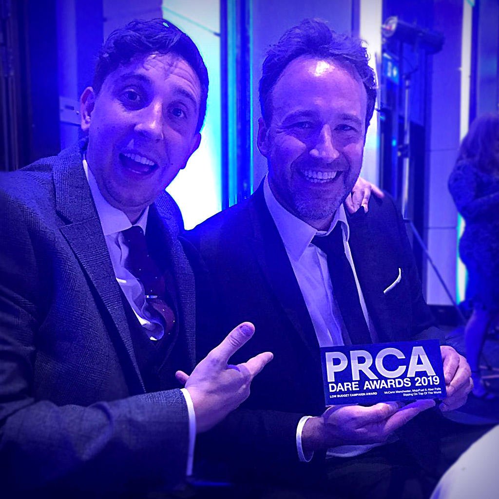 wemakemojo's tweet photo. Feeling good about ourselves this morning having picked up an award last night at the PRCA Dare Awards for our work on the "Sipping On Top Of The World" campaign for Aber Falls Distillery.
Thanks also to McCann Manchester for their collaboration. 
#PRCA #awards #campaign https://t.co/ntkClqK9cm
