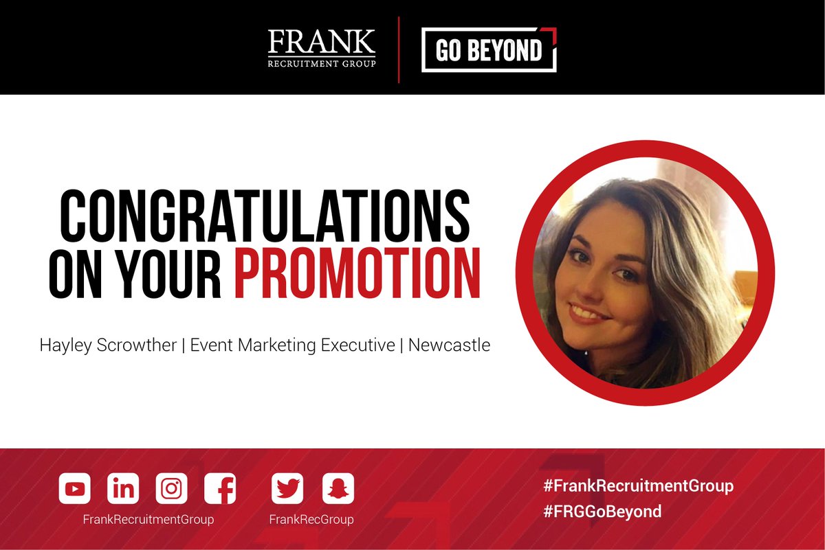 TenthRevGroup's tweet photo. Well done Hayley on your promotion to Events Marketing Executive. Thanks for all of your continued hard work, dedication and creativity, which help bring the events team forward! We look forward to the next busy conference season! 🙌 🍾
#FrankLife #GoBeyond #Promotion #Events https://t.co/x0hcKpJgk9