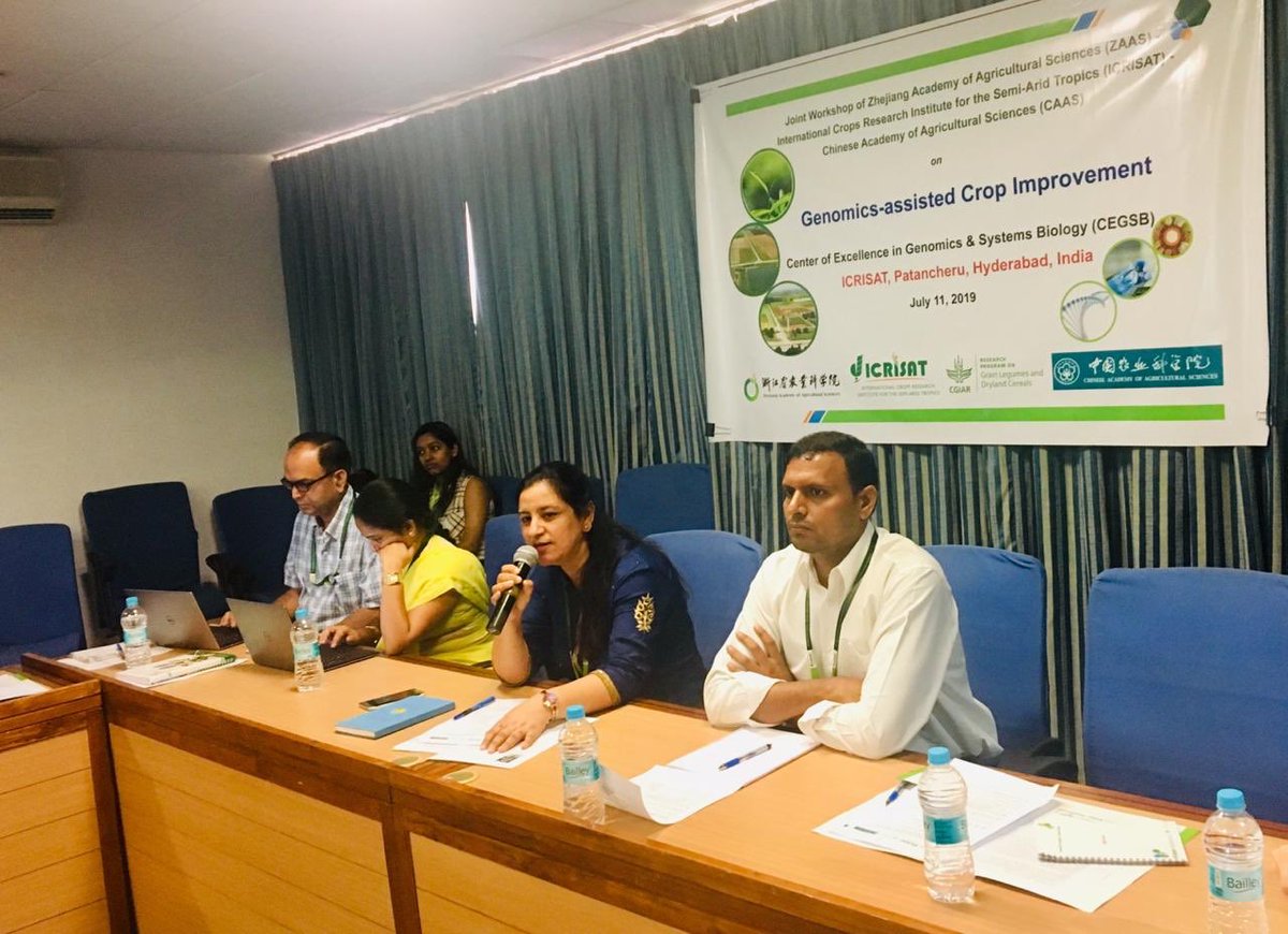 coeingenomics's tweet photo. Dr @MamtaSharma_1 Theme Leader, Integrated Crop Management and Dr Hari Sudini, Principal Scientist, RP-Asia co-chairing the next session on #Genomics, Pre-Breeding and Sequencing at ZAAS-@ICRISAT-CAAS joint Workshop on #GenomicsAssisted Crop Improvement. https://t.co/cEyHzWdvqR