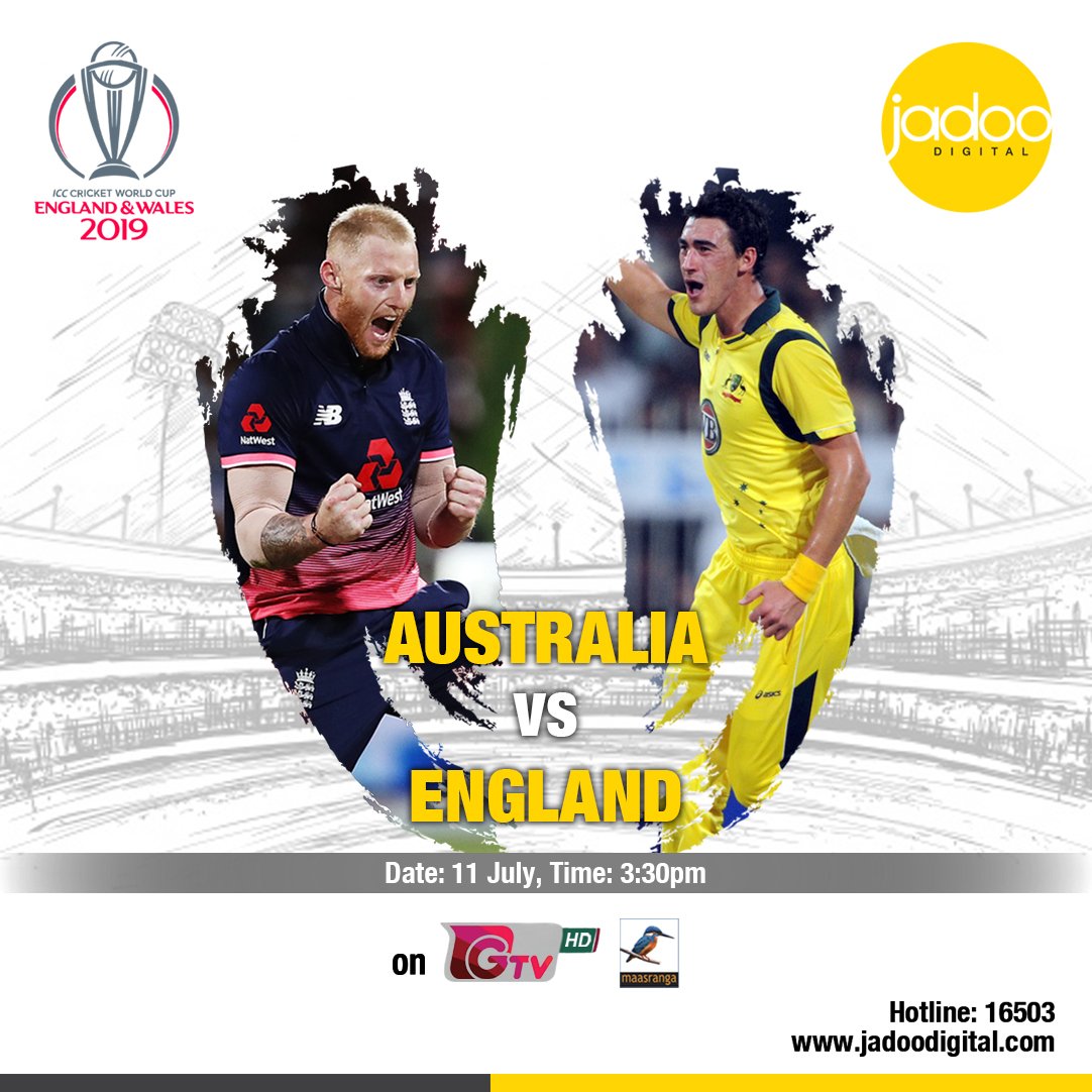 JadooDigital's tweet photo. ক্রিকেট  বিশ্বকাপ –এ আজকে সেমির শ্বাসরুদ্বকর লড়াইয়ে মুখোমুখি হতে যাচ্ছে  ইংল্যান্ড এবং অস্ট্রেলিয়া। ক্রিকেট দুনিয়ার এই দুই পরাশক্তির ম্যাচটি  উপভোগ করুন জাদু-এর সাথে। #Jadoodigital #CWC19 #ENGvsAUS https://t.co/PUGah5RQTy