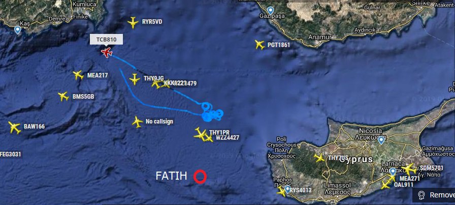 NTriantis's tweet photo. #TurkishNavy UAV #TCB810 return to Dalaman airbase after almost 8 hours patrolling at NW area of #Cyprus EEZ. The area of interest for the turkish UAV maybe connected with many AIS spots around #Cyprus last night. This kind of spot related with warships (NATO or non-specified) https://t.co/I9S5KMVtez